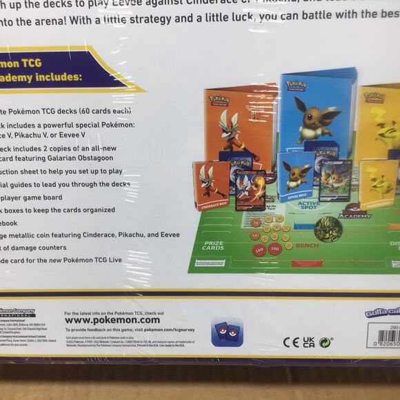 NEW 2022 Pokemon TCG Battle Academy Trading Card Game Pikachu Cinderace Eevee - Picture 3 of 4